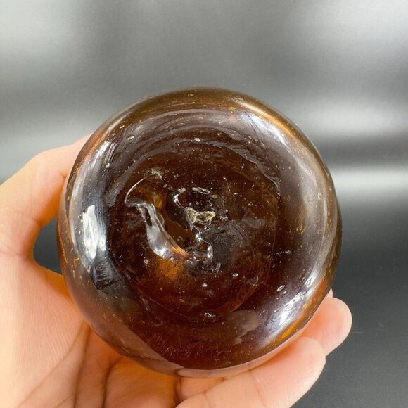 Vintage Egyptian Dark Amber Glass Vase Vessel Hand Blown With Handles Glass Vase - Picture 14 of 16